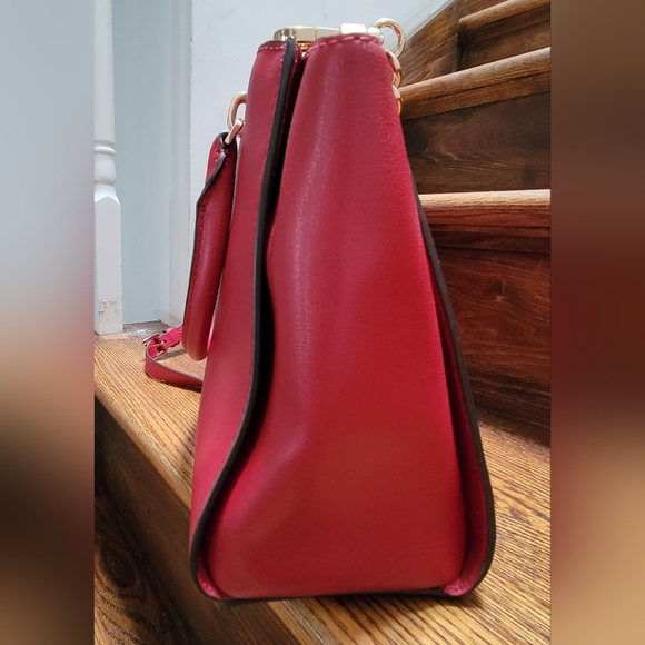 MICHAEL KORS Red Ellis Satchel Saffoano Leather Purse with removable straps - Picture 6 of 16